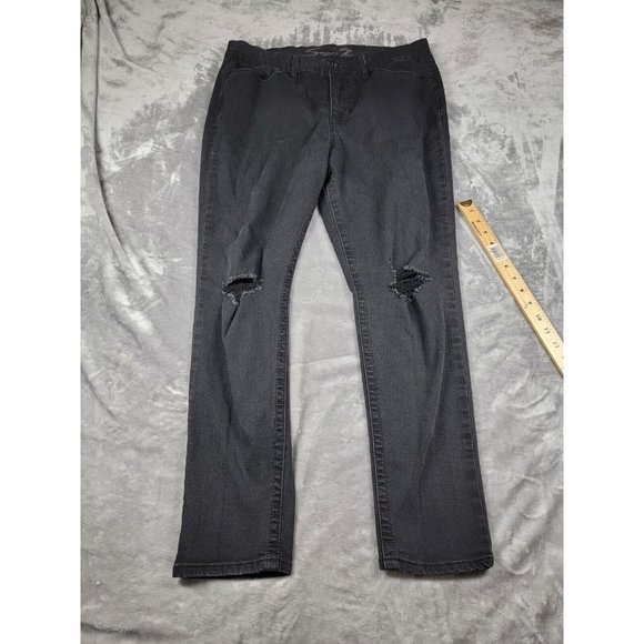 Seven7 Denim - Seven7 Jeans Women's 16 Tummyless High Rise Skinny Black Distressed‎ Denim 36x28